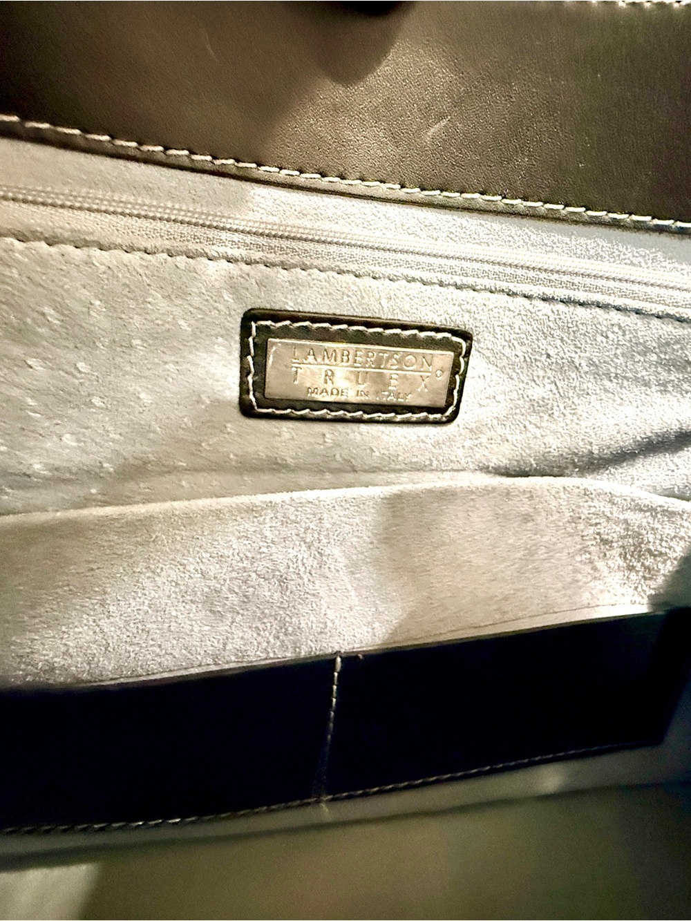 Lambertson Truex Black Leather Double Handle Structured Satchel - Picture 8 of 8